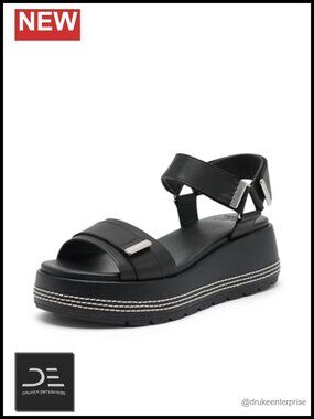 Leather Platform Sandals Y-Strap Adjustable Ankle Straps